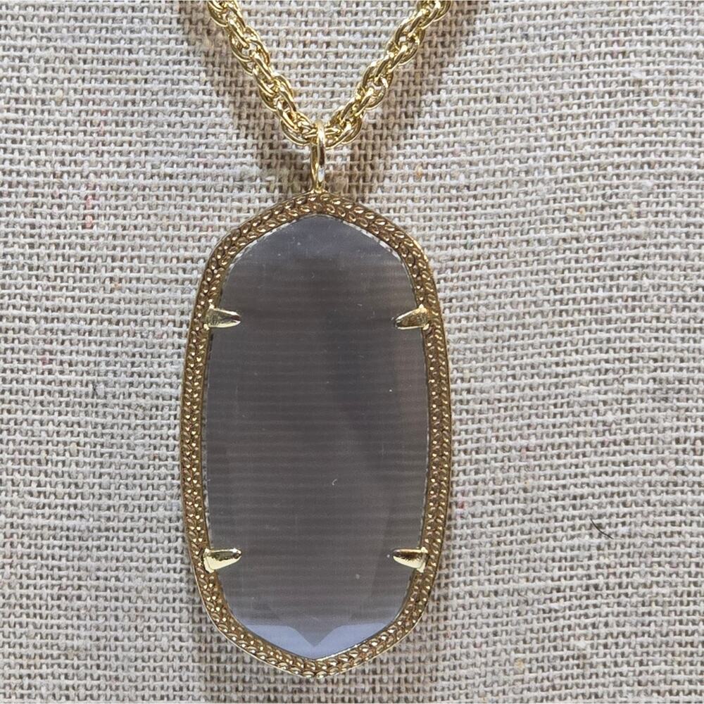 Kendra Scott Reid‎ Slate Grey Cat's eye Gold Plated Pendant Necklace